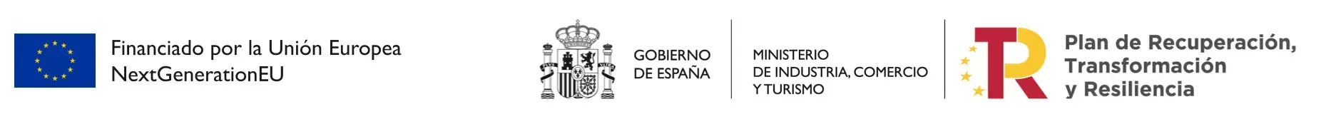 Financiado por la Unión Europea NextGenerationEU · Gobierno de España · Ministerio de Industria, Comercio y Turismo · Plan de Recuperación, Transformación y Resiliencia